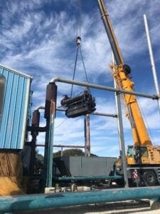 A working crane at a construction site