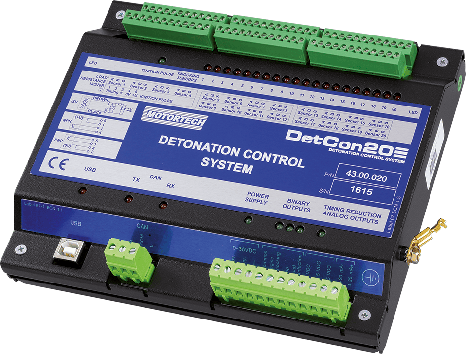 Detonation control system with various connectors.